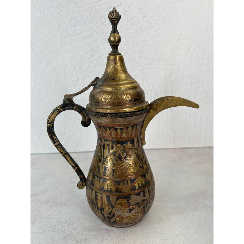 Vintage Brass Arabic Egyptian coffee teapot 11”H